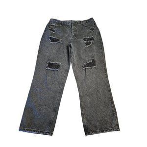 No Boundaries Boyfriend straight jeans size 17‎ distressed Washed out black New